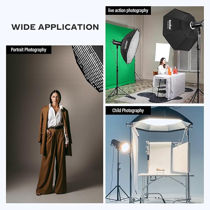 Godox FW95 37 inch/95cm Octagon Softbox Reflector with Honeycomb Grid and Bag for Speedlight Flash(Bowens Mount)