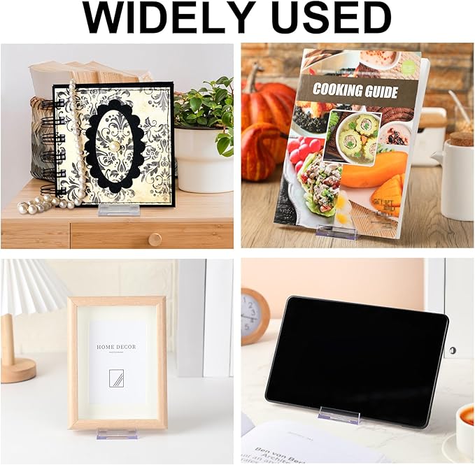 12 Pack Acrylic Book Stand for Display Adjustable Clear Display Holder Easel Collector Stand for Home Office Back to School Comic Album CD Magazine Postcard Artworks (4.2 x 4.3 x 2.35 Inch)