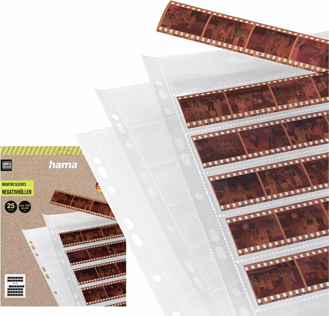 Hama Negative File Storage Sleeves, Each Holding 7 Strips of 6 (24 x 36 mm) Frames, Polypropylene (Pack of 25)
