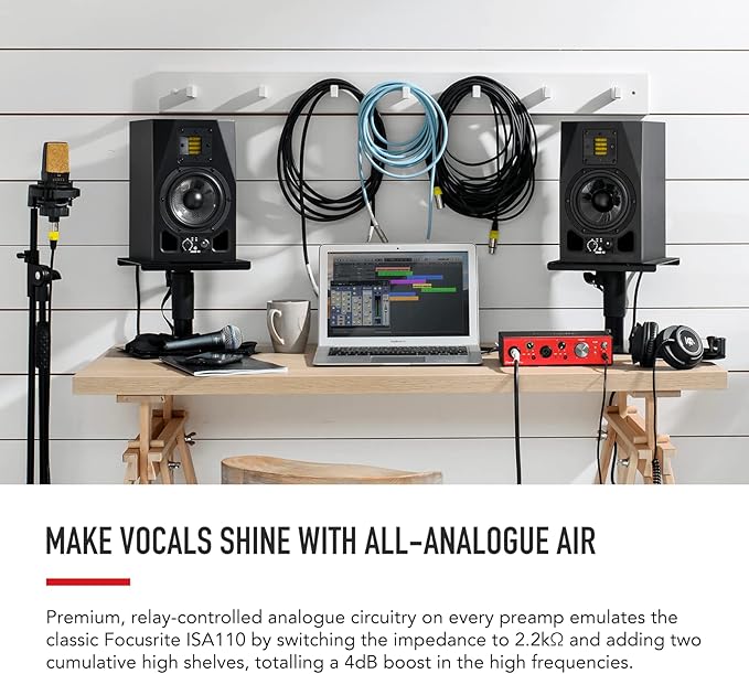 Focusrite Clarett+ 2Pre USB-C Bus-Powered Audio Interface for Music Production, with Two Professional Quality Pre-Amps and Powerful and Transparent Headphone Outputs/Instrument Inputs