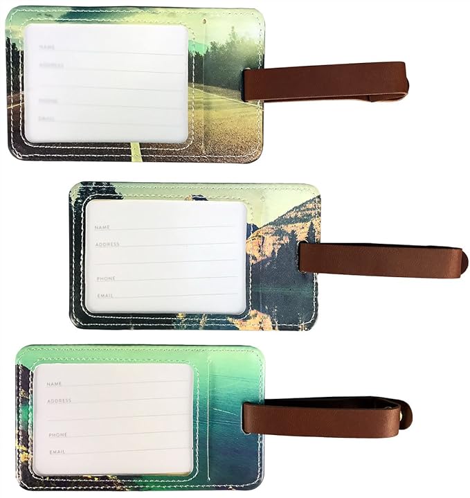 WORLD TRAVELER Luggage Tag Set - 3 Pack Baggage Tags Identifiers with ID Cards - Faux Leather Luggage Tags for Suitcases, Size One Size, Ready Set Go