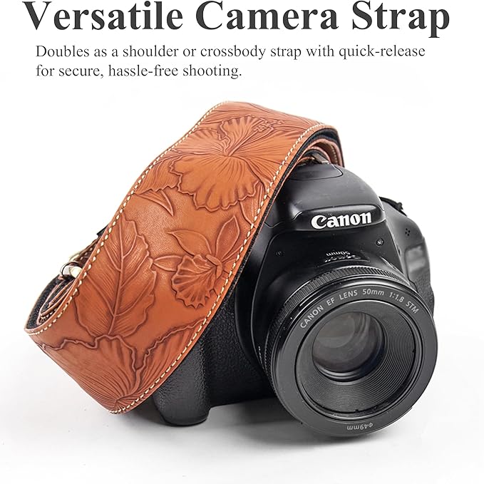 QIELIZI Lifestyle Camera Strap,Vintage Adjustable Vintage Neck & Shoulder Strap for All DSLR Cameras