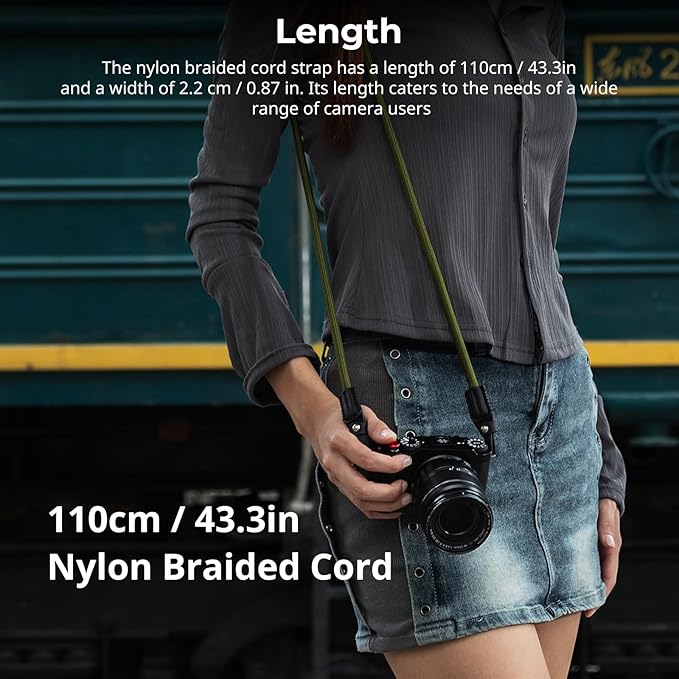 SMALLRIG Rope Camera Neck Shoulder Strap, Adjustable Braided Shoulder Strap with O-Ring and Leather Pad