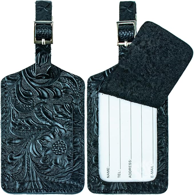 Genuine Leather Luggage Tags & Bag Tags 2 Pieces Set