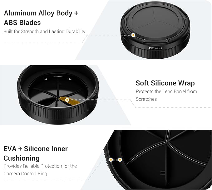 Lumix ZS99 TZ99 Auto Open and Close Lens Cap Metal Frame Body Cover for Panasonic Lumix ZS99 Digital Camera Accessories, TZ99 Automatic Lens Protective Cap with EVA & Silicone Interior, No Vignetting