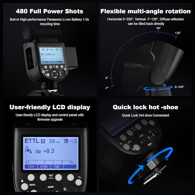 Godox V1N USA V1 NU Round Head Flash for Nikon TTL Hot Shoe Flash 2.4G X Wireless HSS 1/8000s 2980mAh Lithium Battery LED Modeling Lamp Shot speedlight with Tri-Color Diffuser for Nikon(USA Version)