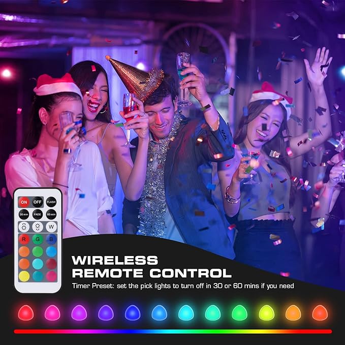 EverBrite Tap Light, LED Puck Lights, Wireless Push Lights, Remote Controlled Closet Lights with 12 RGB Colors, Perfect for Under Cabinet, Closets, Pantry, with 18 AAA Batteries, 6-Pack
