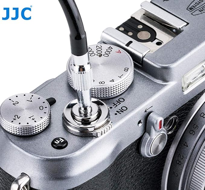 JJC TCR-70BK Black 70cm Threaded Cable Release, Mechanical Shutter Release Cable, Mechanical Cable Release with Bulb-Lock Design for Long exposures