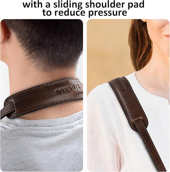 MUZIRI KIINOKOO Genuine Leather Camera Neck Shoulder Strap - Vintage Leather Shoulder Strap for Most of Digital Cameras