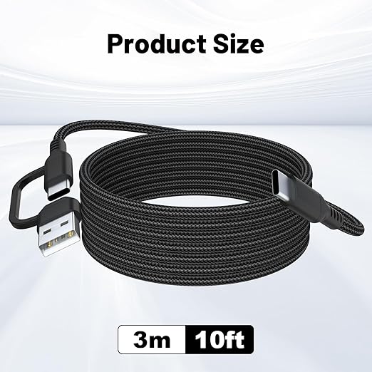 USB A/C to Type C Microphone Cable Cord Compatible with Fifine AmpliGame A6V/ A6T/ AM8/ K688/ A8, HyperX SoloCast, QuadCast 2/S/2 S, Logitech G Yeti GX, TONOR TC30, Elgato Wave 3, Wave Neo Mic 10Ft
