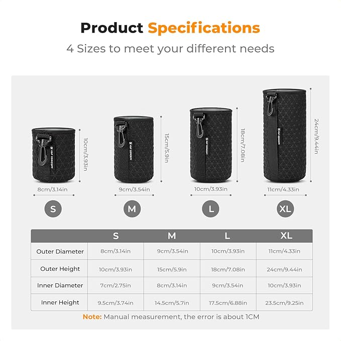 K&F CONCEPT 4 Pack Camera Lens Pouch Set, Drawstring Lens Protective Bag, Camera Lens Case for DSLR SLR Lens