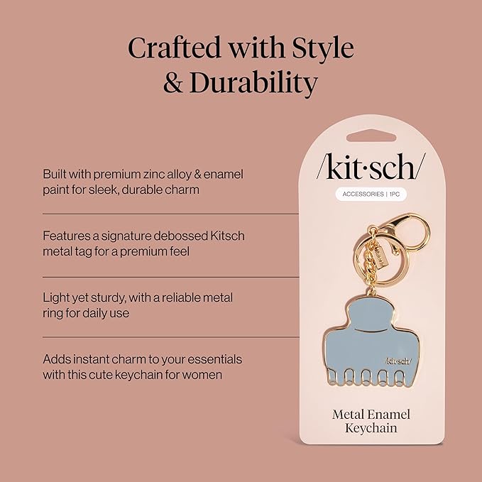 Kitsch Cute Keychain For Car Keys- Bag Charm for Handbags | Premium Zinc Alloy, Enamel Paint | Durable, Lightweight, Stylish Kawaii Keychain Charm, Teen Girl Gifts Trendy Stuff- Hair Clip in Haze Blue