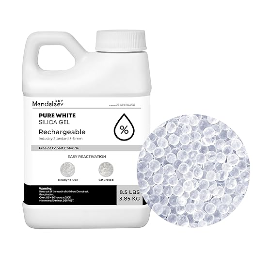 8.5 LB White Silica Desiccant Beads - Indicating Silica Gel Beads Drying Silica Beads Reusable Silica Gel Desiccant Dehumidifier