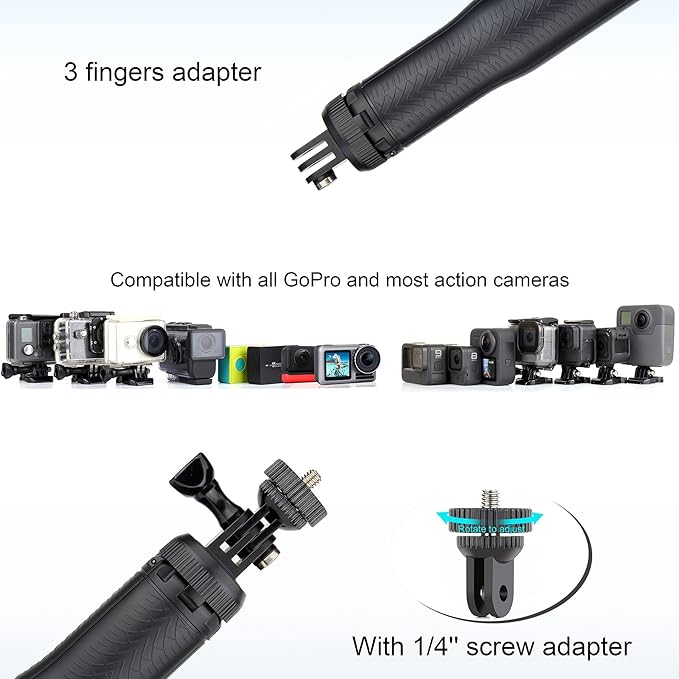 YALLSAME Floating Selfie Stick for GoPro Hero 13 12 11 10 9 8 7 Mini Max Fusion Session, DJI OSMO Action 6 5 Pro 4, AKASO EK7000 V50, 4 in 1 Underwater Waterproof Pole Monopod Hand Grip Tripod Stand