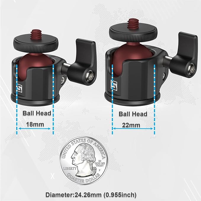 SIOTI Mini Ball Head Mount Adapter, with Hot Shoe Mont, Compatible with Monopod/Digital Card Camera/Microphone/Smart Phone/Action Camera/Flash/LCD (UM22)