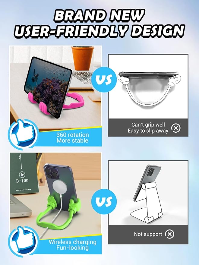 Easter Gifts for Teen Girls Boys Kids Cell Phone Stand - 2 Pack Thumbs Up Lazy Phone Holder for Desk Easter Basket Stuffers Birthday Gifts for Adults Women Men (Hot Pink & Avocado Green, 2)