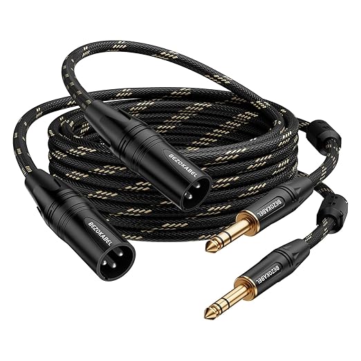 XLR Male to 1/4 inch (6.35mm), TRS to XLR Cable 10ft 2packs, Quarter Inch to Microphone Cable Nylon Braided