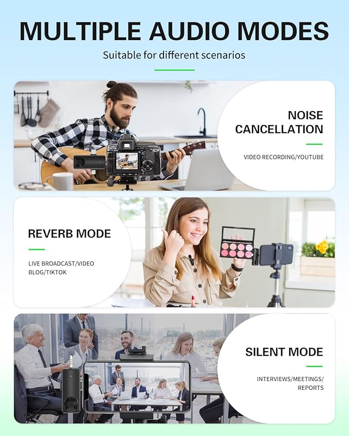 Wireless Lavalier Microphones Compatible for iPhone, Android Phone, Camera, Computer, Professional Wireless Mini Microphone for Video Recording, Vlog, YouTube, TikTok (4 Mics)