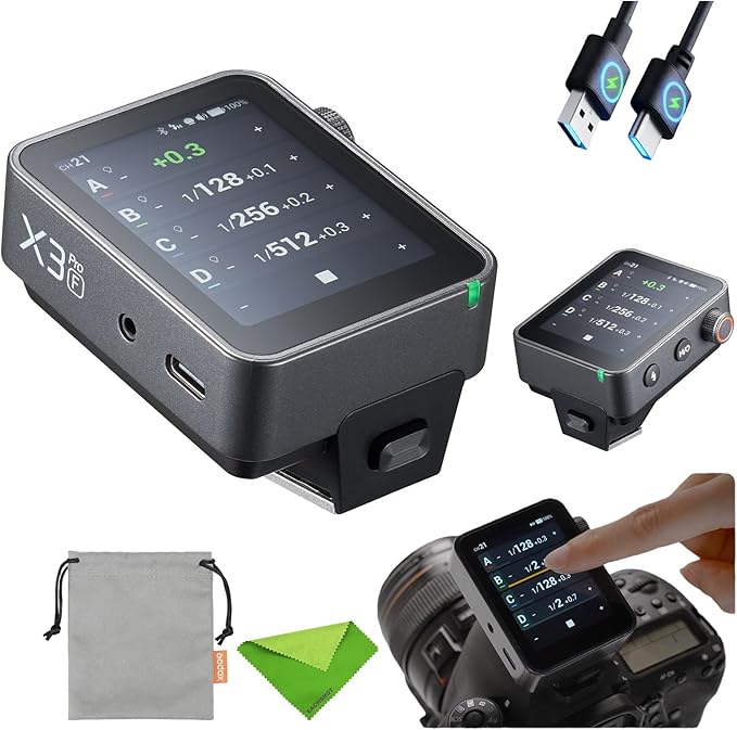 Godox X3 Pro F X3Pro F TTL Wireless Flash Trigger (𝐗𝟑-𝐅 𝐔𝐩𝐠𝐫𝐚𝐝𝐞) for Fujifilm Camera with Bluetooth APP Control & Camera Shutter Release, 2.4‘’ Color Touchscreen Transmitter