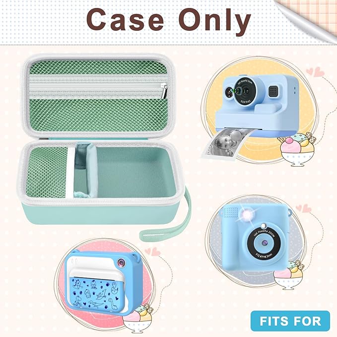 Case Compatible with DYLANTO for ESOXOFFORE for ETIKEZ for YTETCN for DUDUDRAGON Instant Print Camera, Kids Camera Storage for Accessories (Box Only) (Single Case, Green)
