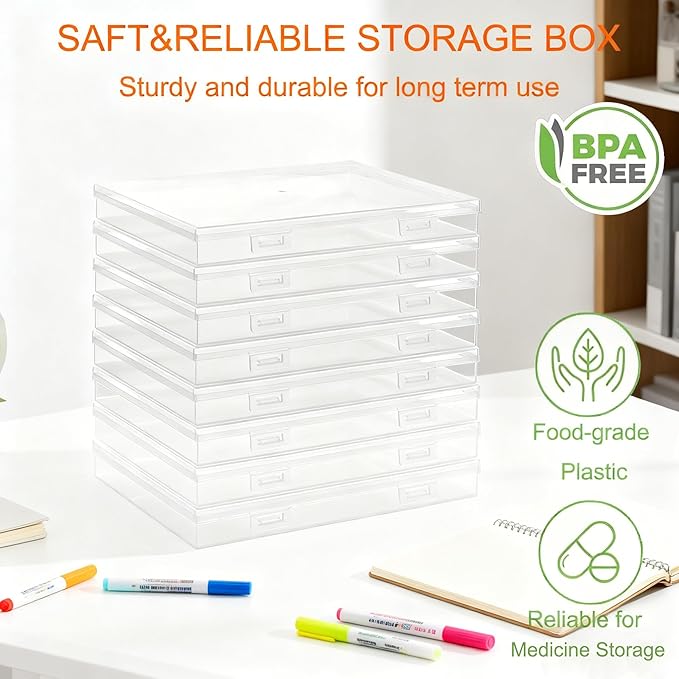 Photo Storage Box 5 x 7 Inches, 10 Inner Extra Large Photo Boxes with Dividers, Clear Acid-Free Photo Storage Containers with Handle, Photo Organizer Craft Keeper for Photo, Craft, Stamp etc