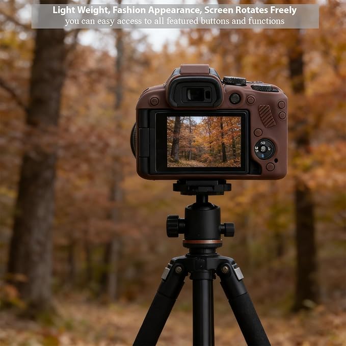 Frevyve Case for Canon EOS R10 Mirrorless Camera, Skin, Anti-Scratch, Lightweight Sleeve, Soft Silicone Rubber Protective Case Cover for Canon EOS R10 Accessories (Brown)