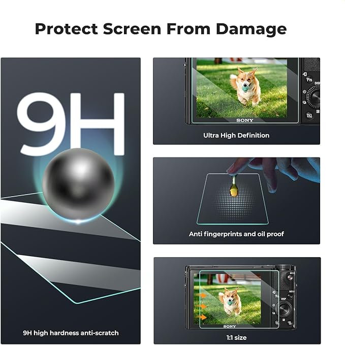 K&F CONCEPT 3 Pack Camera Screen Protector Compatible with Sony RX100 VII, 0.3mm 9H Hardness Tempered Glass Cover Anti-Scratch Bubble-Free
