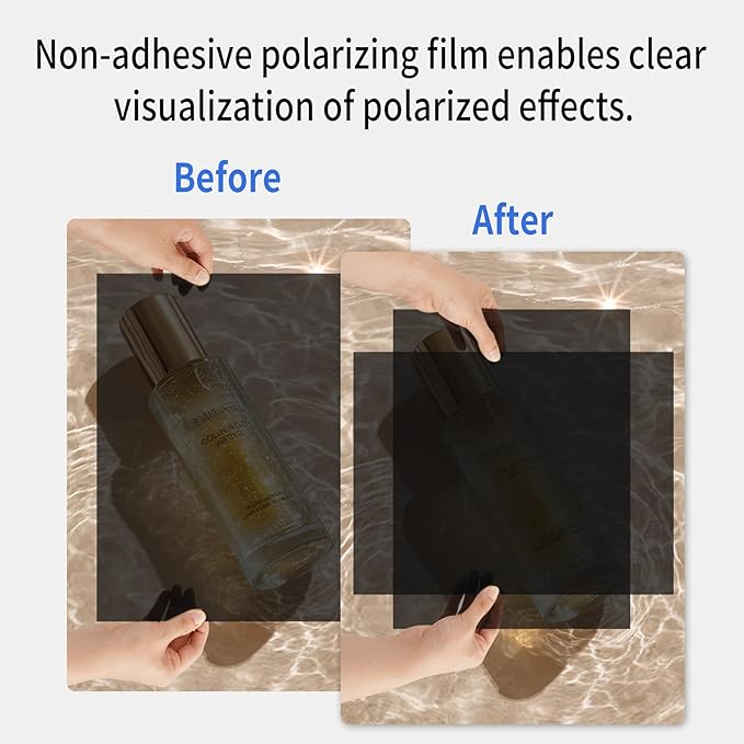 Selens Polarizer Film 7.8x11.8 inch Non-Adhesive Polarized Film Sheets for Physics Education, Photography, Screen 1Pcs
