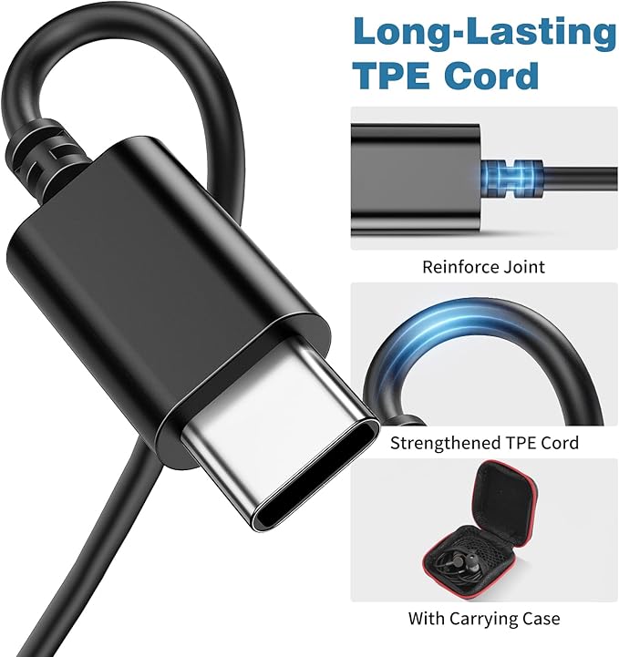 COOYA USB C Headphones Type C Wired Earbuds for iPhone 17 16 Pro 15 iPad 10 Air 6 Pixel 9 8a Magnetic Bass Noise Canceling in-Ear Earphones+Mic for Samsung Galaxy S25 Ultra A16 S23 A35 for OnePlus 13