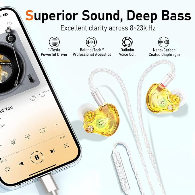 Vibes 202MC USB-C Wired Earbuds - USBC HiFi in Ear Headphones for iPhone 17/16/15 - Noise Isolating Ear Buds w/ Mic - Clear Sound, Deep Bass & Comfort-Fit Earphones - Silver Plated Cord, Carrying Case