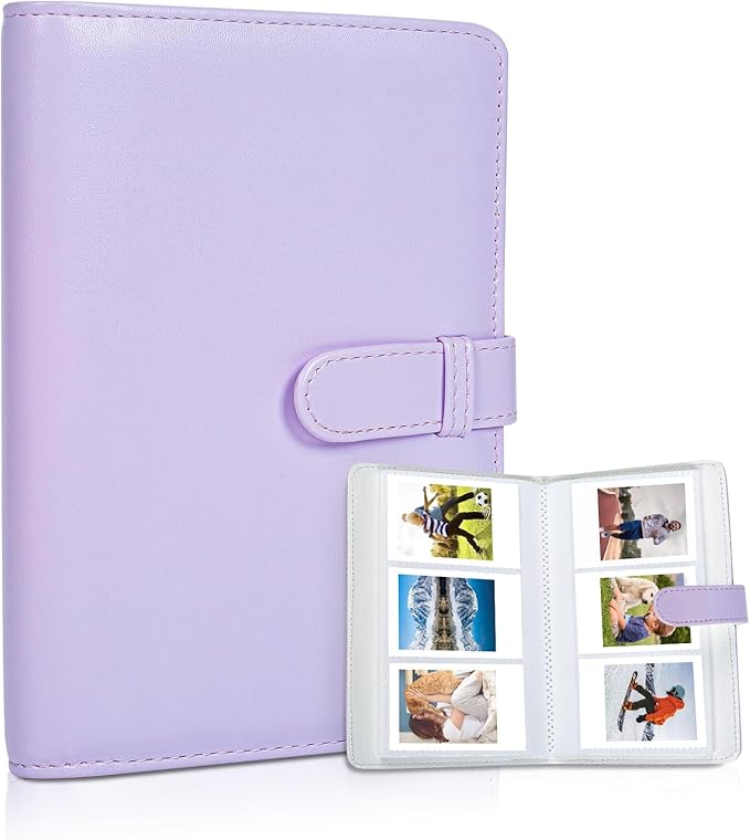 Riosin 108 Pockets Mini Album Compatible with Fujifilm Instax Mini film, Suitable for Instax Mini 12/11/7+/9/Evo/Link 2, 2x3"Photo Album for Canon ivy 2 Kpop Photocard(Lilac Purple)