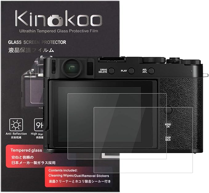 kinokoo Tempered Glass Film for Fuji X-E4 Crystal Clear Film FUJIFILM XE4 Screen Protector Bubble-Free/Anti-Scratch(2 Pack)