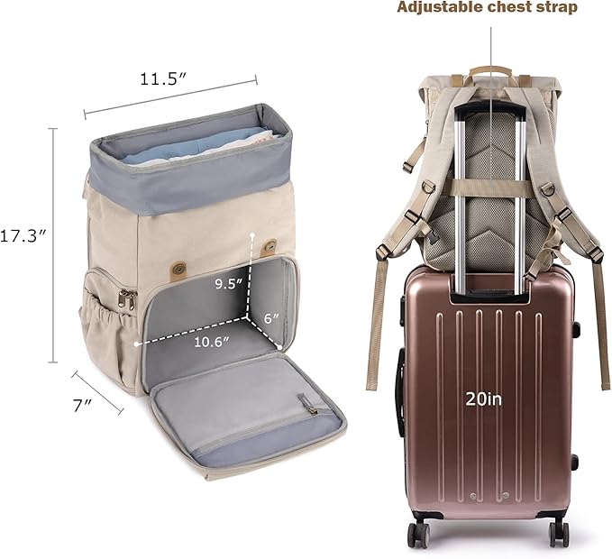 BAGSMART Camera Backpack, DSLR Camera Bag, Waterproof Camera Bag Backpack for Photographers, Fit up to 15" Laptop with Rain Cover and Tripod Holder, Ivory White