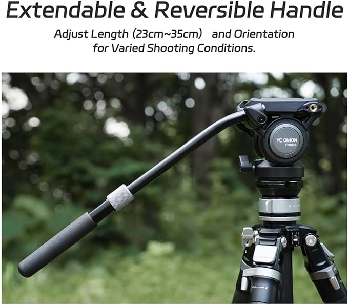 YC ONION Tako T23 Carbon Fiber Tripod with 52mm Bowl Head and FH60S Fluid Head, 3/8" Top Thread, 3 Leg Sections, One Flip Quick Release, Travel Tripod Stand for DSLR Cameras,Camcorders (Max Load 22lb)