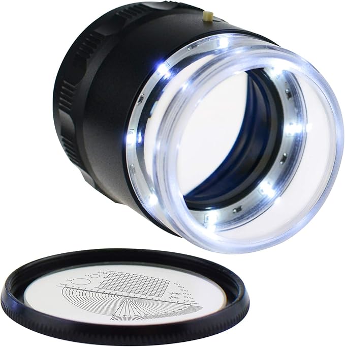 10x Magnification 8 LED Light Glass Scale Chart Jewelers Eye Loupe Magnifier 25mm Field of View