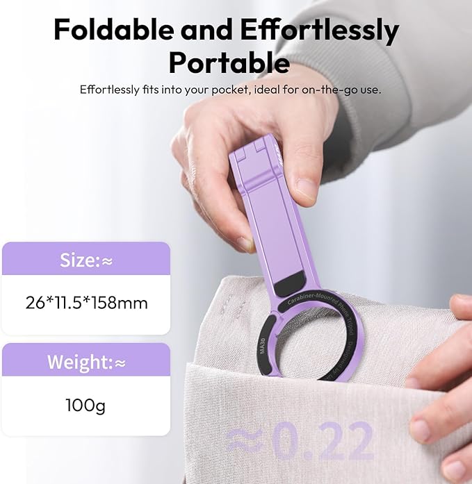 ULANZI MA30 Magnetic Phone Tripod Stand for iPhone, Aluminium Maglock Smartphone Mini Tripod Pocket Cell Phone Stand Strong Magnet Compatible with iPhone 17 16 15 14 13 12 Series, Lavender