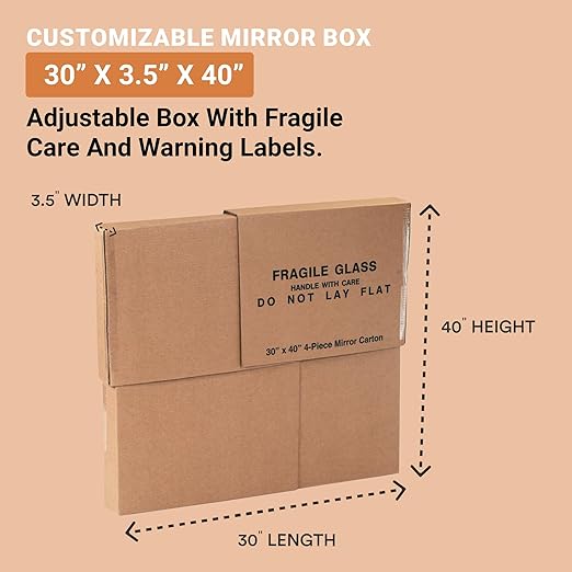 AVIDITI Large Mirror Box 30”L x 3.5”W x 40”H (1-Pack), Cardboard Boxes Perfect for Moving, Storing, Packing & Shipping, Ideal for TV's, Picture Frames, Mirrors & Art