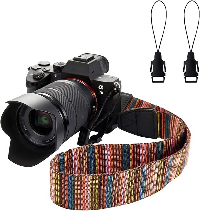 WANBY Camera Strap Canvas Multicolor Neck Shoulder Camera Strap with Quick Release Buckles for DSLR SLR
