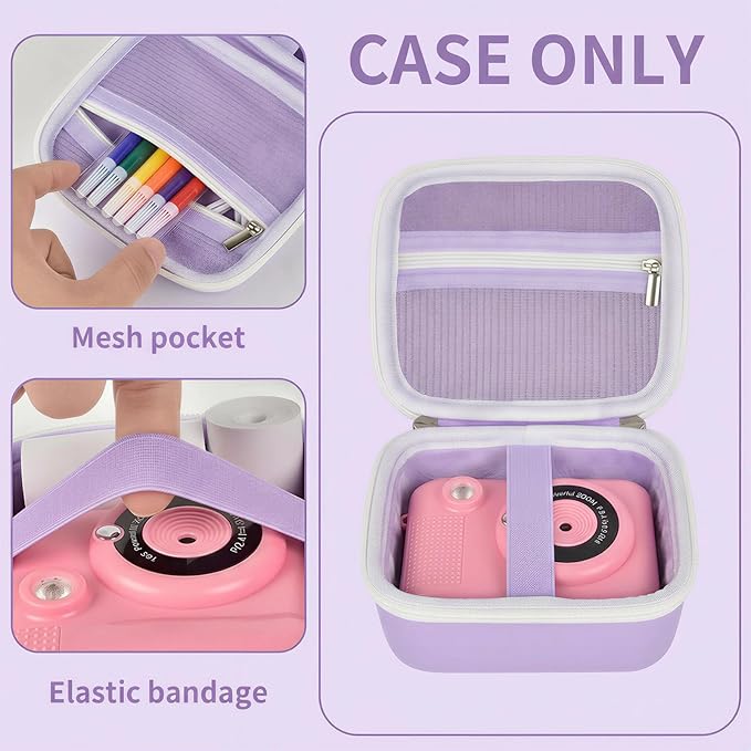 PAIYULE Kids Instant Print Camera Case with 3 Rolls Prints Paper Compatible with ESOXOFFORE for Dylanto for DUDUDRAGON for GKTZ for ETIKEZ for Dafotil Toddler Digital Cameras(Bear Light Purple)