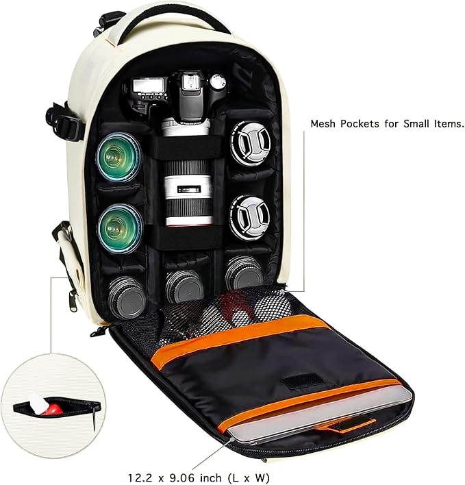 MOSISO Camera Backpack,DSLR/SLR/Mirrorless Photography Backpack Buffer Padded Shockproof Camera Bag with Customized Modular Inserts&Tripod Holder Compatible with Canon,Nikon,Sony etc, Beige