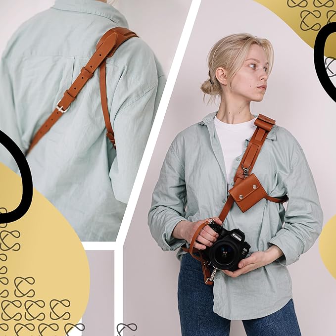 C Coiro Leather Camera Strap for One Camera Professional Single Leather Harness Shoulder Strap Quick Release