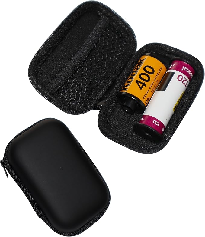 Film Storage Case, EVA Hard Shell Film Storage Bag for 135/120 Film – Zipper Case Holds 3 Rolls of 135 or 2 Rolls of 120