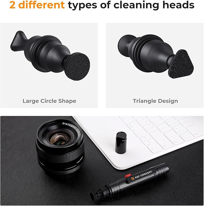 K&F CONCEPT Professional Lens Cleaning Pen with Soft Brush, Carbon Head Lens Cleaning Pen Compatible with Canon, Nikon, Pentax, Sony Digital Camera Cleaning,AR VR Glasses Cleaning