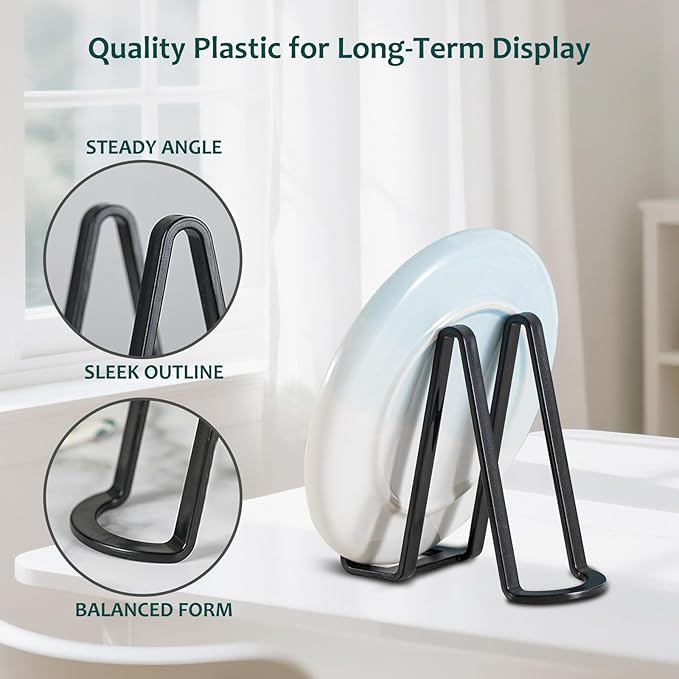 Artliving Plate Stands for Display - Plastic Easel Stand Plate Holder Display Stand Picture Frame Stand for Pictures | Photo|Decorative Plate |Dish | Tabletop Art - 6 inch-Black