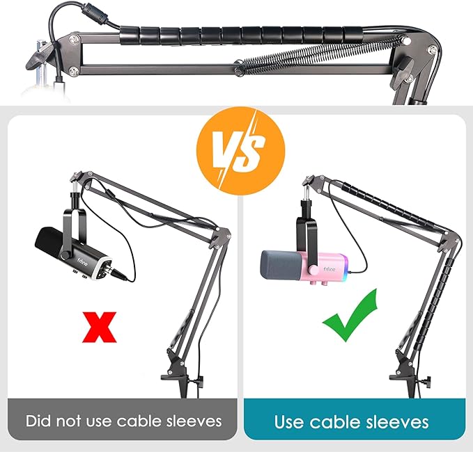 Boom Arm Compatible with Fifine Dynamic Microphone (AM8), Mic Arm for Fifne XLR/USB Gaming Podcast Recording PC Mic, Adjustable Scissor Mic Stand by YOUSHARES