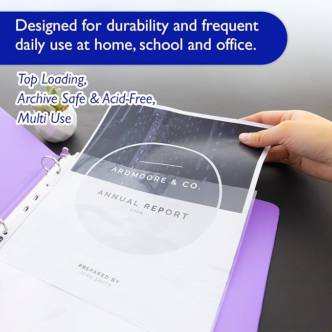 BAZIC Products Sheet Protectors Economy, Fit 8.5x11 Inch Paper, 11 Hole Clear Plastic Sleeves Ring Binder Sheets, Archival Safe (10/Pack), 48-Packs