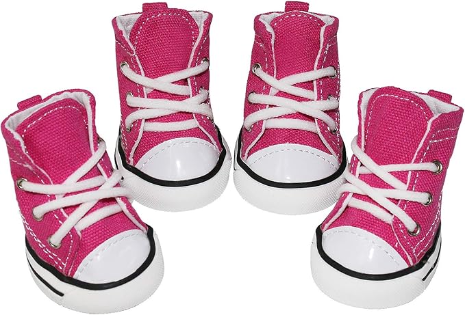 Pet Dog Shoes,Puppy Canvas Sport Shoes Sneaker Boots, Non Slip Causal Shoes Dog & Cat Paw Protective Cover for Outdoor Walking, Sports and Hot Pavement，4pcs