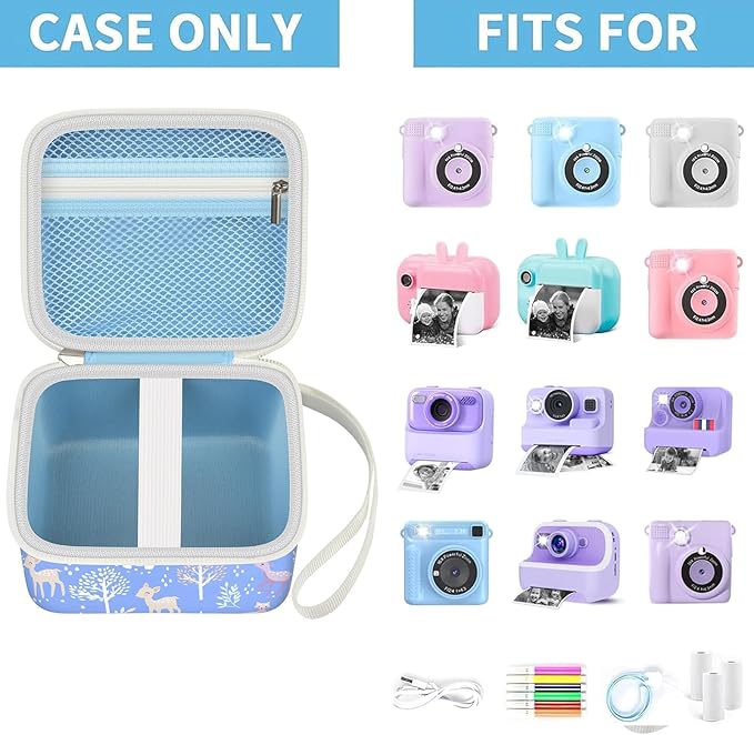 Kids Instant Print Camera Case Compatible with ESOXOFFORE for Dylanto for DUDUDRAGON for GKTZ for Dafotil for Careenoah for Aasonida Toddler Digital Prints Paper Storage Bag (Box Only) Skyblue