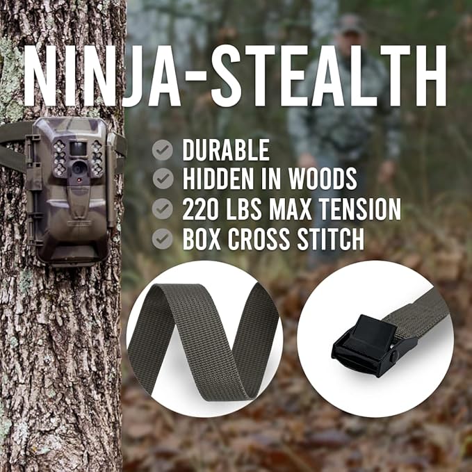 Upperosey Trail Camera Straps, Game Cam Mounting Straps w/Durable Alloy Buckle, 6 ft. Long Hunting Utility Strap for Hanging Deer Camera Tree Stand, 25mm Width, Brown, 4-Pack