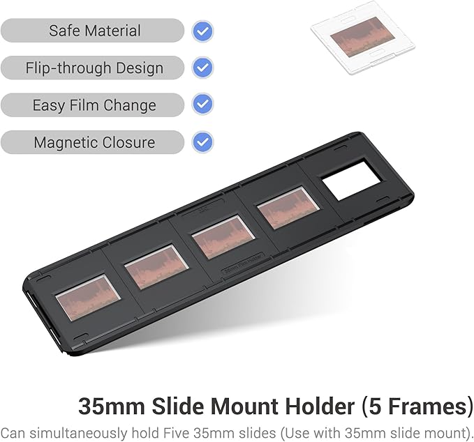 JJC Slide Mount Holder for 35mm Compatible with Film Scanners Copying Equipment, Holds 5 Negative Frames On Digitizing Adapter Set